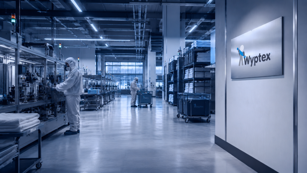 Environnement industriel illustrant l'expertise Wyptex dans les solutions non tissées à usage unique